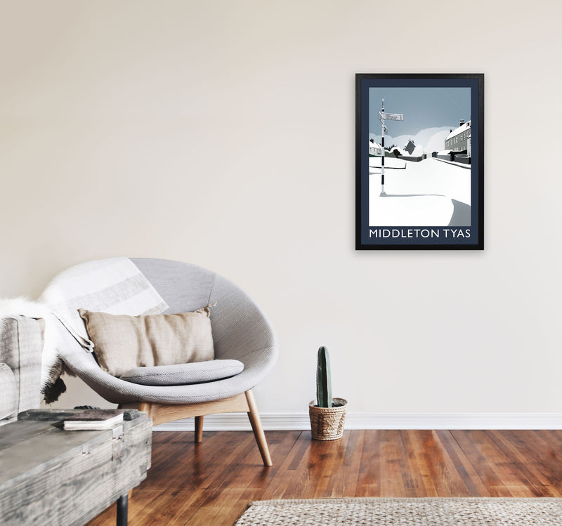 Middleton Tyas Travel Art Print by Richard O'Neill, Framed Wall Art A2 White Frame