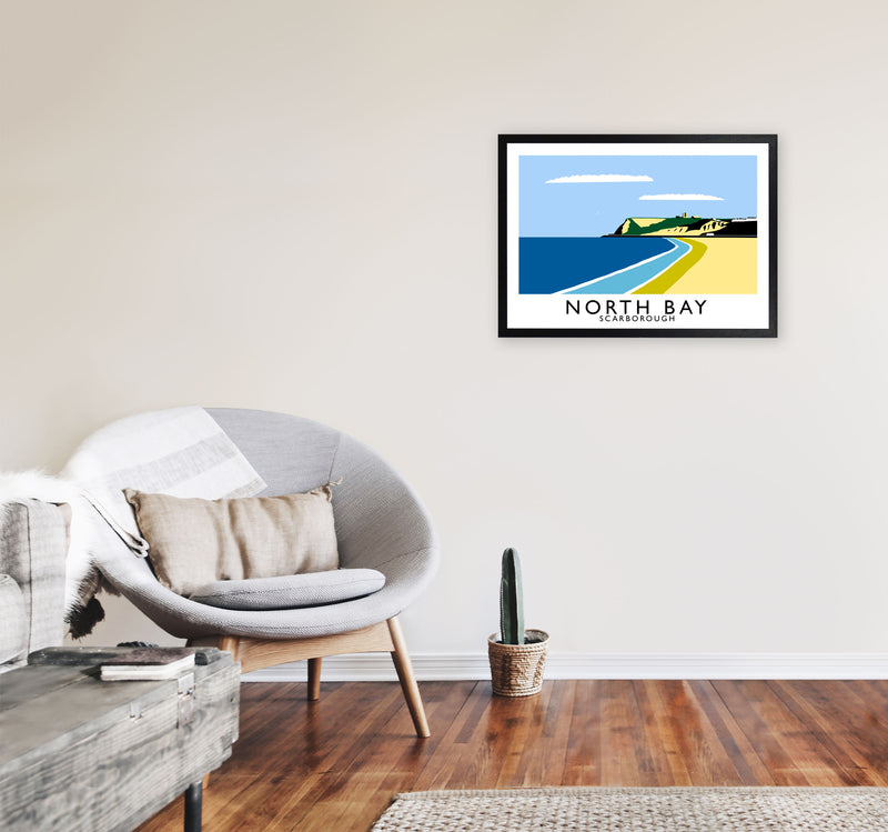 North Bay Scarborough Travel Art Print by Richard O'Neill, Framed Wall Art A2 White Frame