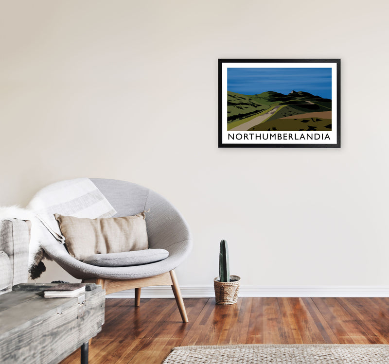 Northumberlandia Travel Art Print by Richard O'Neill, Framed Wall Art A2 White Frame