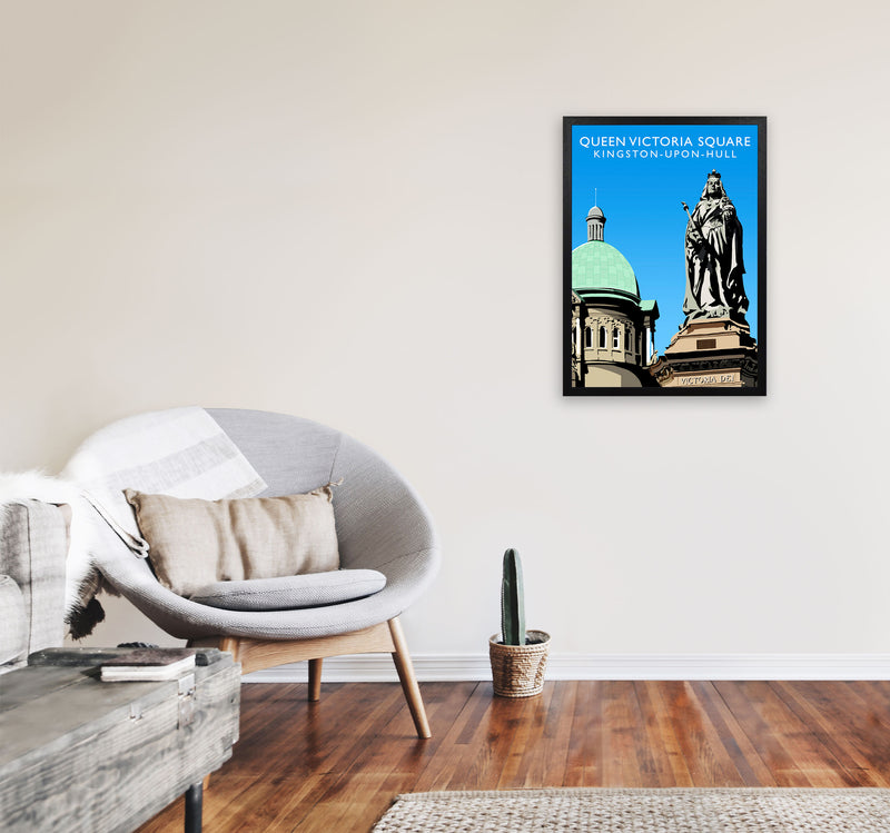 Queen Victoria Square Kingston-Upon-Hull Art Print by Richard O'Neill A2 White Frame