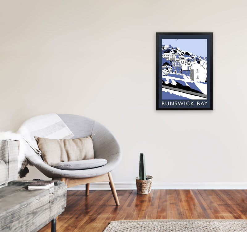 Runswick Bay Digital Art Print by Richard O'Neill, Framed Wall Art A2 White Frame