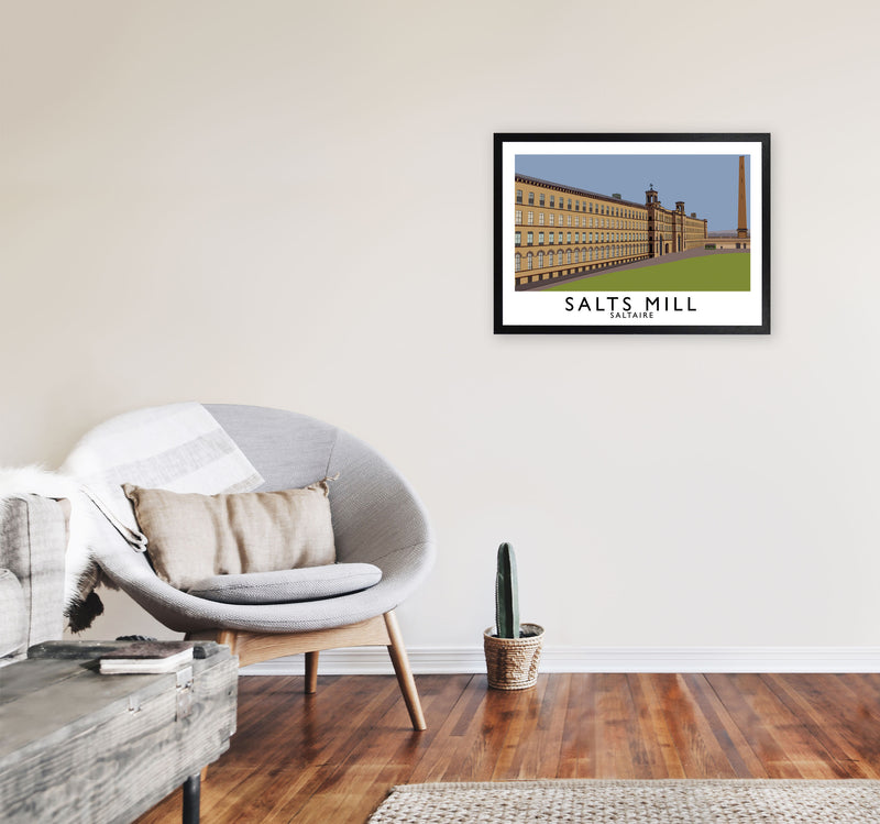 Salts Mill Travel Art Print by Richard O'Neill, Framed Wall Art A2 White Frame