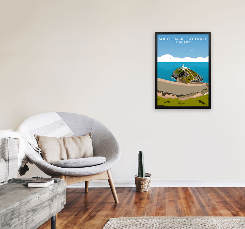 South Stack Lighthouse Anglesey Travel Art Print by Richard O'Neill A2 White Frame