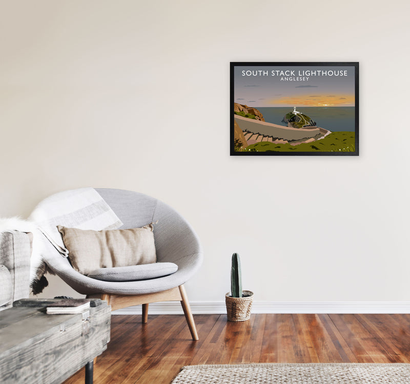 South Stack Lighthouse Anglesey Travel Art Print by Richard O'Neill A2 White Frame