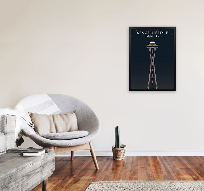 Space Needle Seattle Art Print by Richard O'Neill A2 White Frame