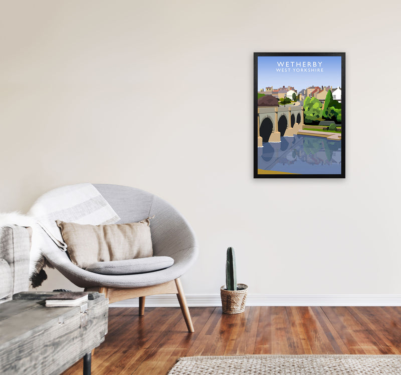 Wetherby West Yorkshire Travel Art Print by Richard O'Neill, Framed Wall Art A2 White Frame