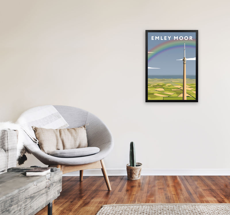 Emley Moor Portrait by Richard O'Neill A2 White Frame