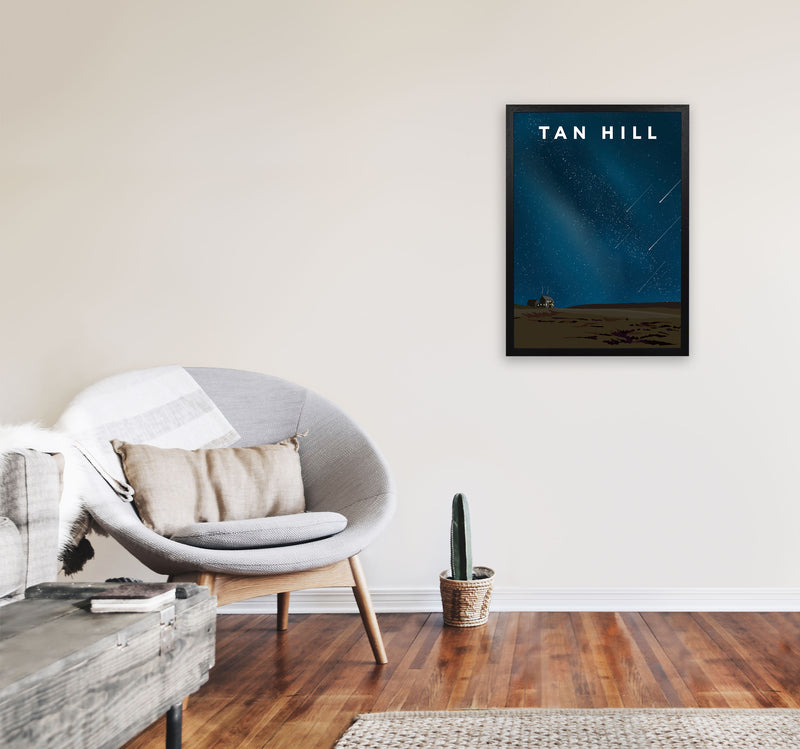 Tan Hill Travel Art Print by Richard O'Neill, Framed Wall Art A2 White Frame