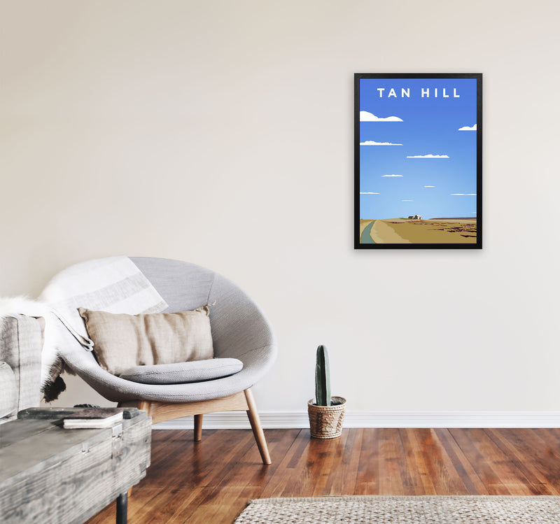 Tan Hill Travel Art Print by Richard O'Neill, Framed Wall Art A2 White Frame
