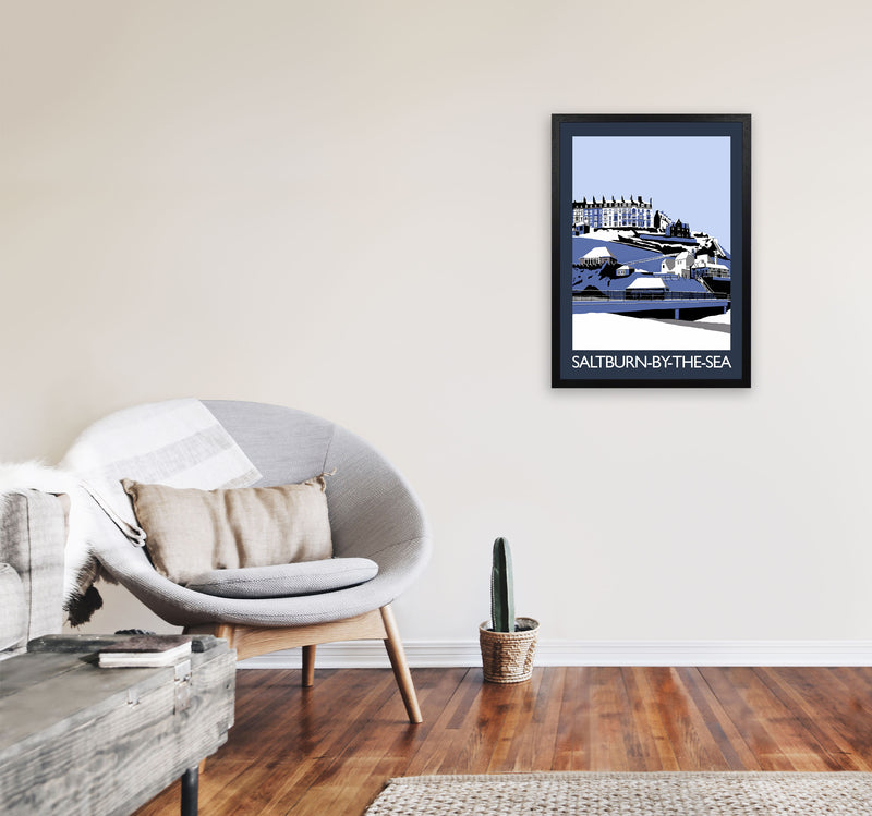 Saltburn-by-the-sea In Snow Portrait by Richard O'Neill A2 White Frame