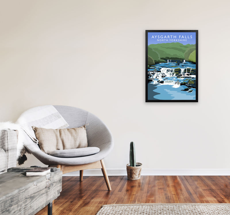 Aysgarth Falls Portrait by Richard O'Neill A2 White Frame