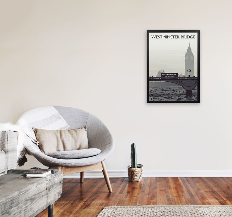 Westminster Bridge portrait by Richard O'Neill A2 White Frame