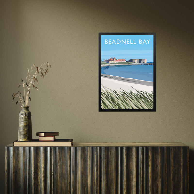 Beadnell Bay portrait by Richard O'Neill A2 Black Frame