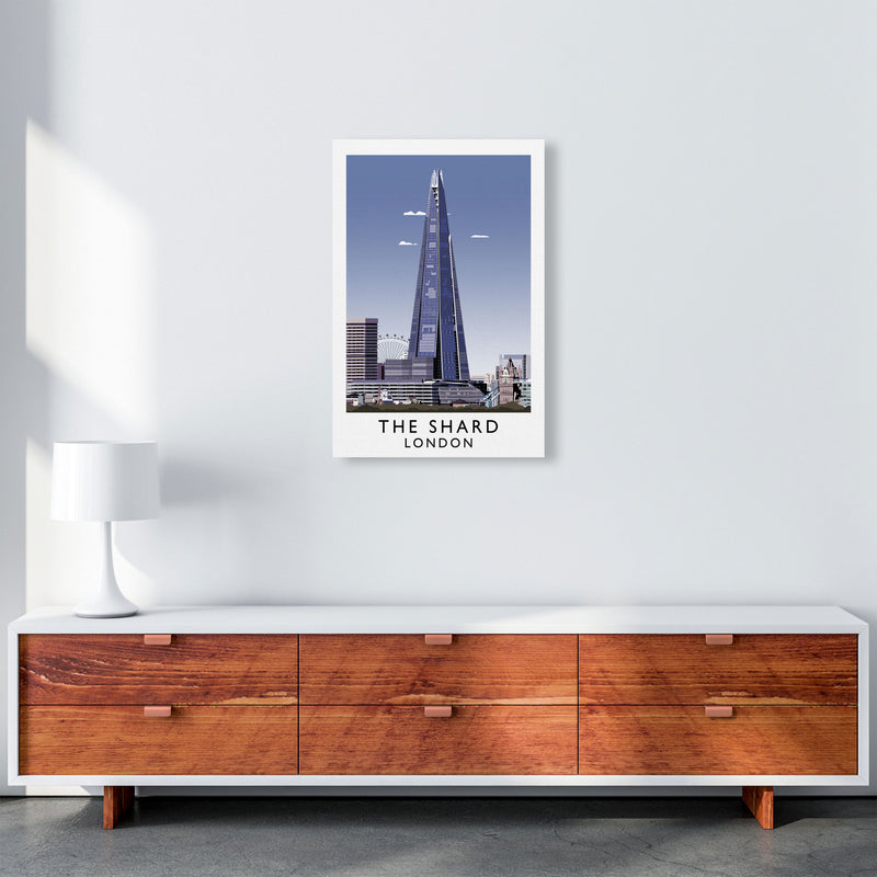 The Shard London Vintage Travel Art Poster by Richard O'Neill, Framed Wall Art Print, Cityscape, Landscape Art Gifts A2 Canvas