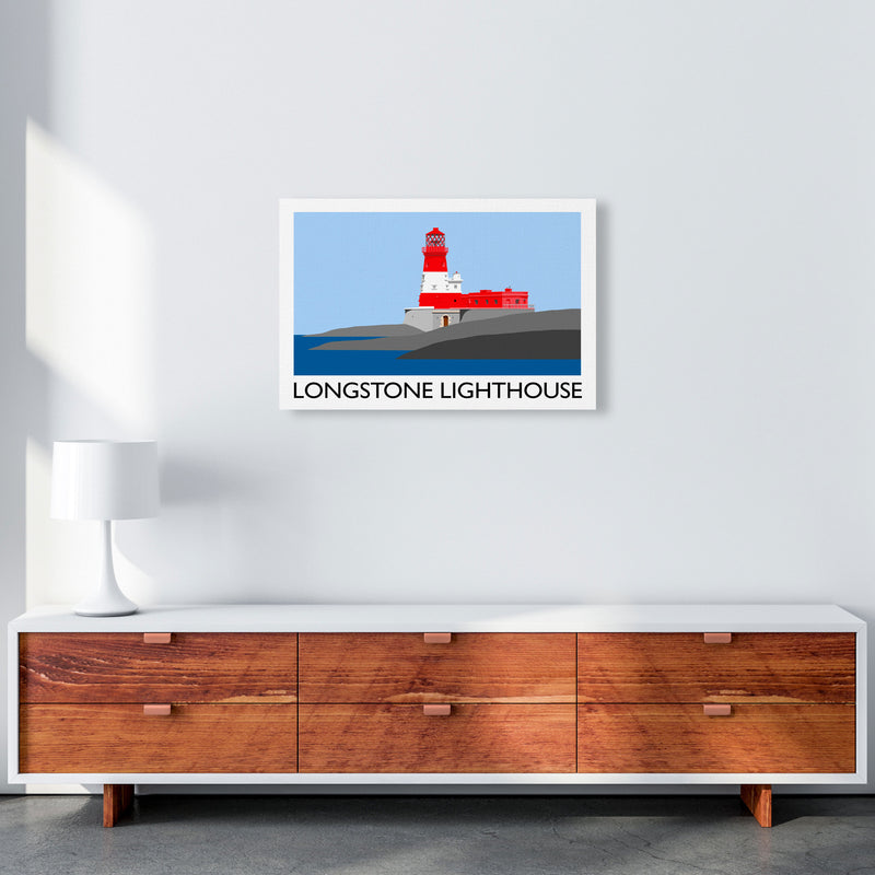 Longstone Lighthouse Travel Art Print by Richard O'Neill, Framed Wall Art A2 Canvas