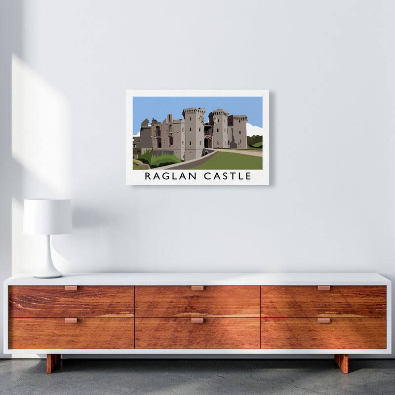 Raglan Castle Travel Art Print by Richard O'Neill, Framed Wall Art A2 Canvas