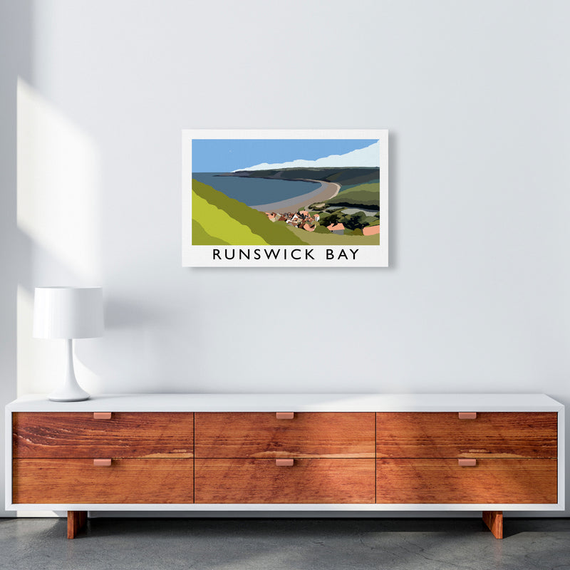 Runswick Bay Travel Art Print by Richard O'Neill, Framed Wall Art A2 Canvas