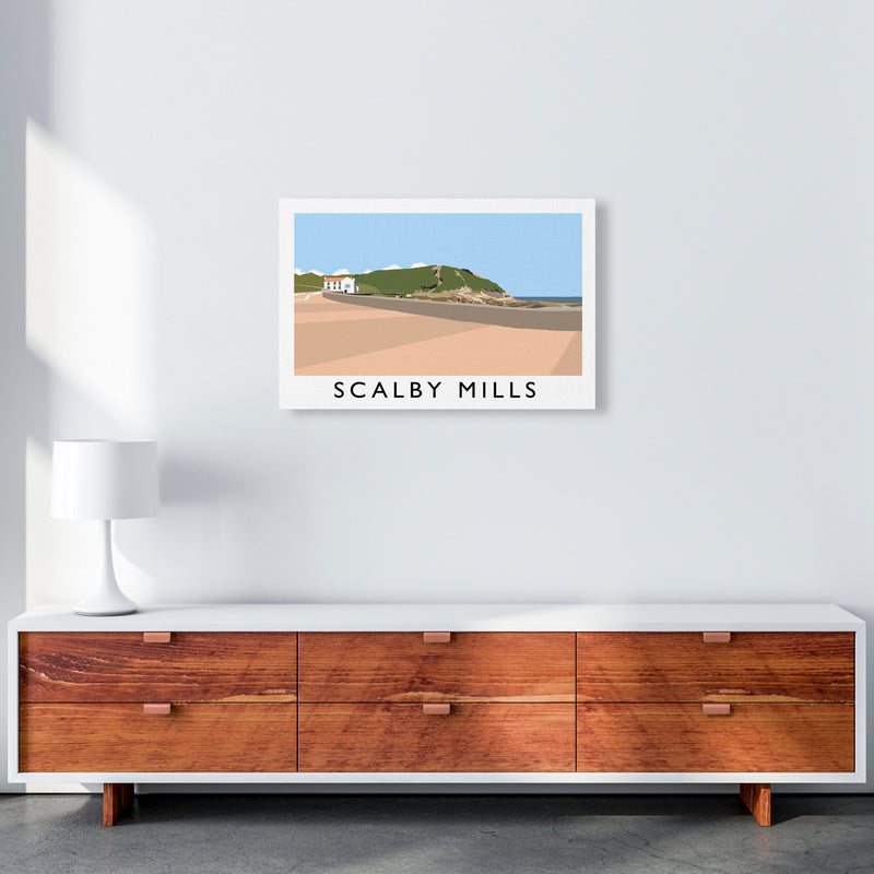 Scalby Mills Travel Art Print by Richard O'Neill, Framed Wall Art A2 Canvas
