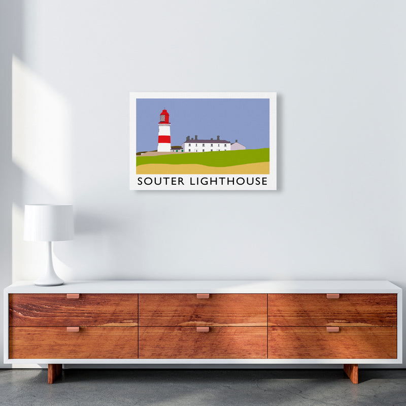 Souter Lighthouse Travel Art Print by Richard O'Neill, Framed Wall Art A2 Canvas