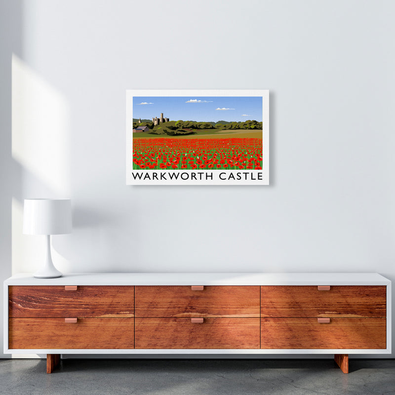 Warkworth Castle Travel Art Print by Richard O'Neill, Framed Wall Art A2 Canvas