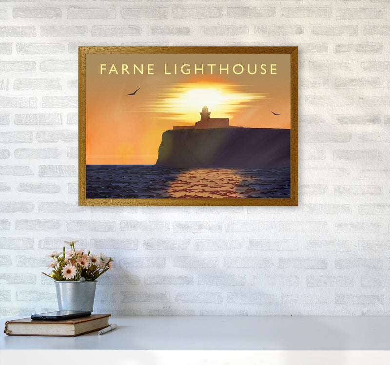 Farne Lighthouse Travel Art Print by Richard O'Neill A2 Print Only