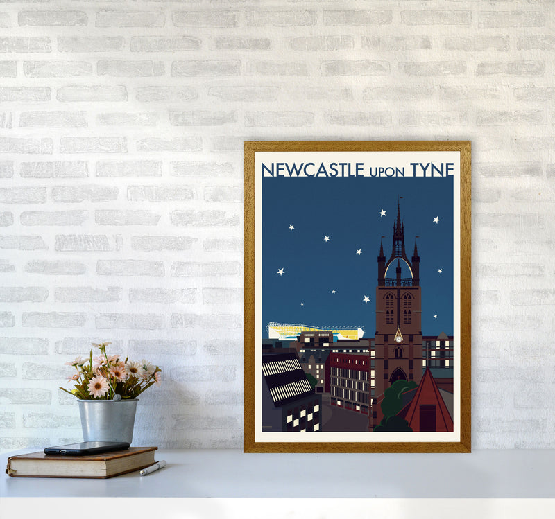 Newcastle upon Tyne 2 (Night) Travel Art Print by Richard O'Neill A2 Print Only