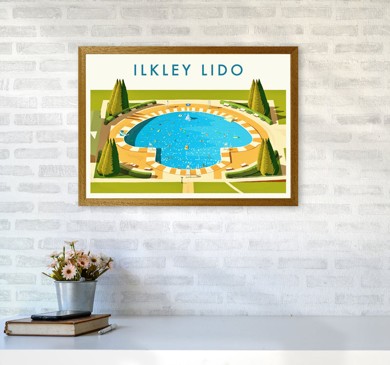 Ilkley Lido Travel Art Print by Richard O'Neill A2 Print Only