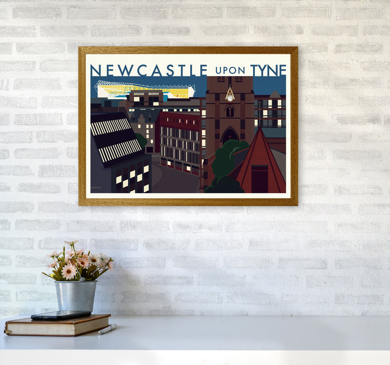 Newcastle upon Tyne 2 (Night) landscape Travel Art Print by Richard O'Neill A2 Print Only