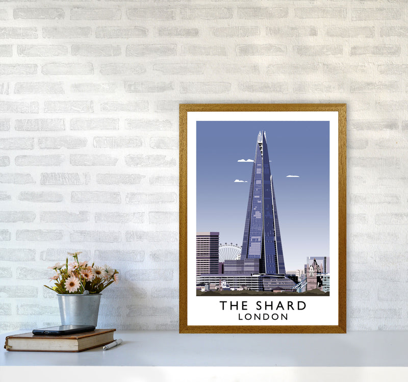 The Shard London Vintage Travel Art Poster by Richard O'Neill, Framed Wall Art Print, Cityscape, Landscape Art Gifts A2 Print Only