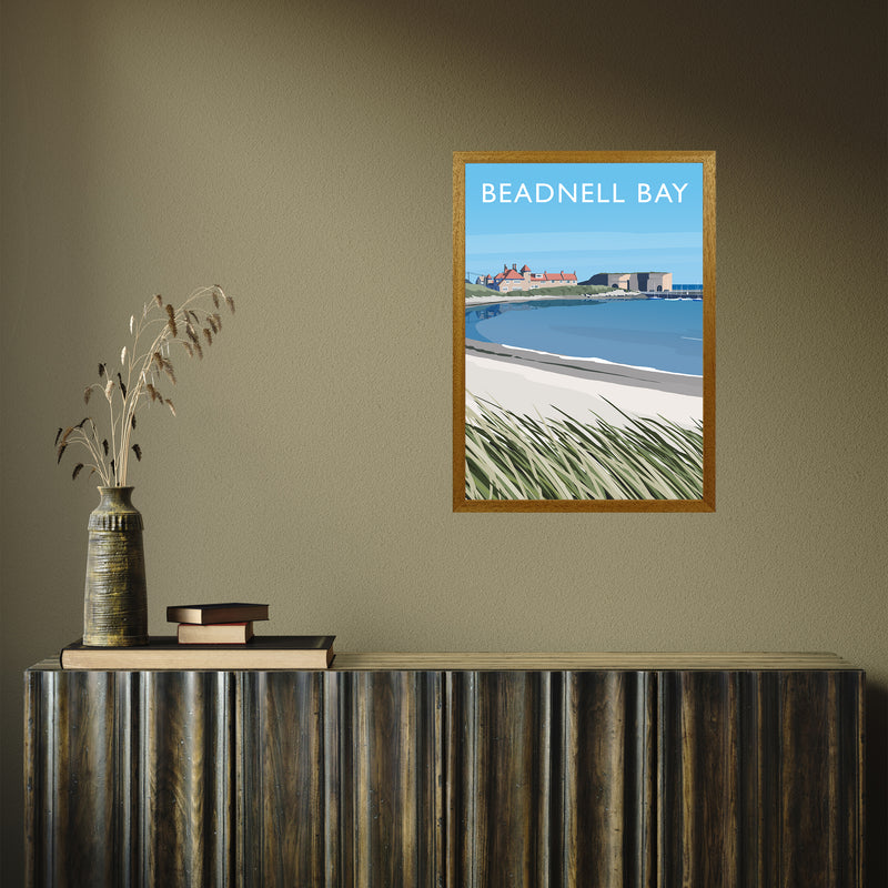 Beadnell Bay portrait by Richard O'Neill A2 Oak Frame