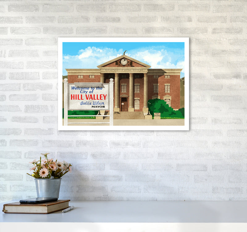 Hill Valley 1985 Revised Art Print by Richard O'Neill A2 Black Frame