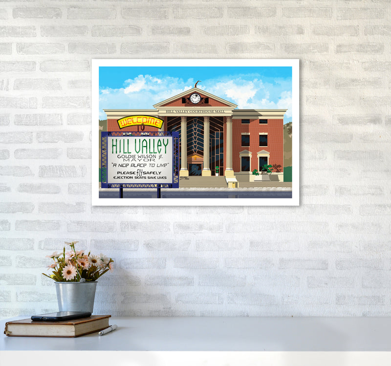 Hill Valley 2015 Revised Art Print by Richard O'Neill A2 Black Frame
