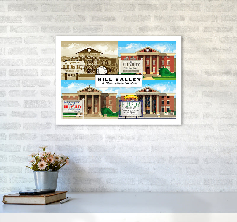 Hill Valley - A Nice Place To Live Art Print by Richard O'Neill A2 Black Frame