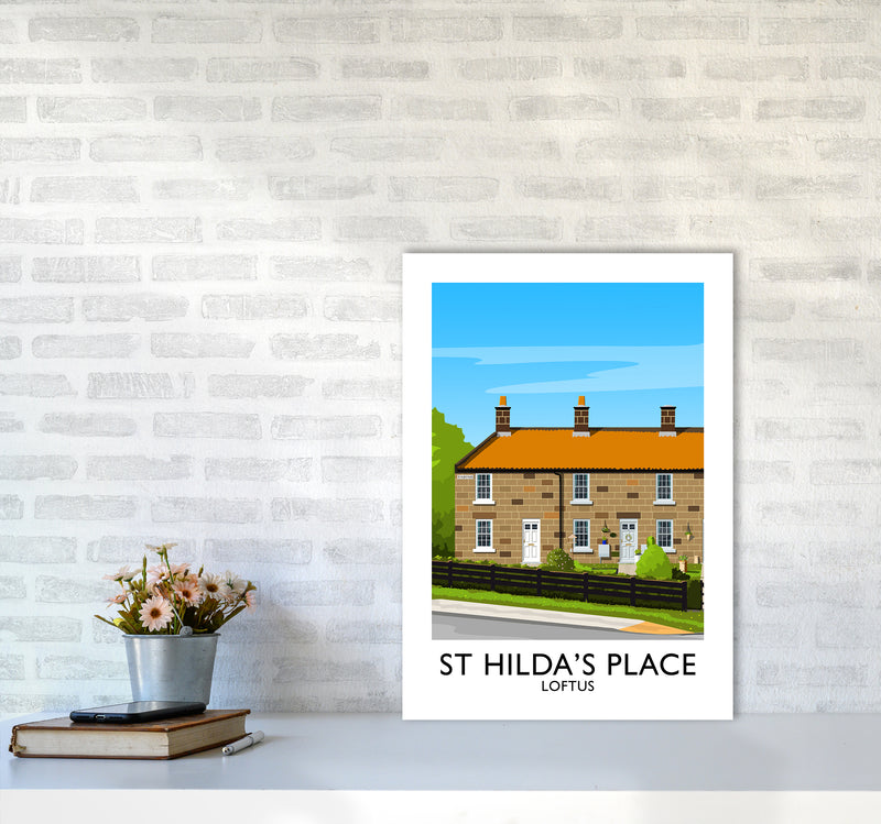 St Hilda's Place Portrait Art Print by Richard O'Neill A2 Black Frame