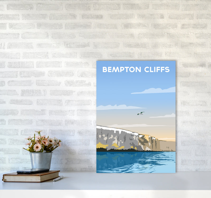 Bempton Cliffs portrait Travel Art Print by Richard O'Neill A2 Black Frame