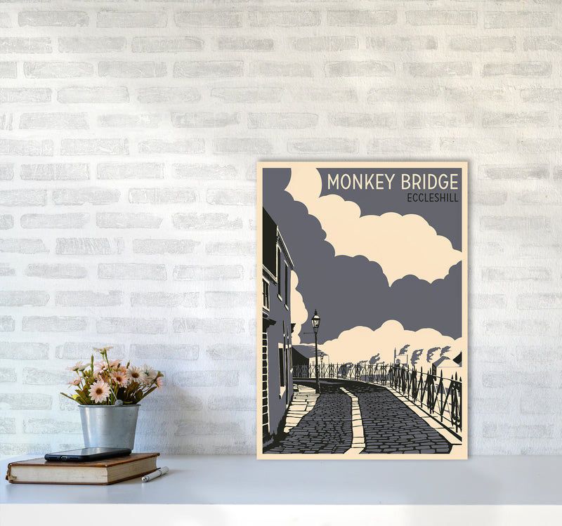 Monkey Bridge, Eccleshill Travel Art Print by Richard O'Neill A2 Black Frame