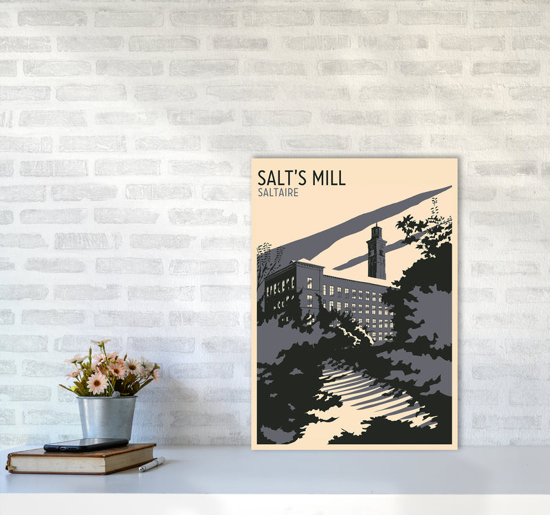 Salt's Mill, Saltaire Travel Art Print by Richard O'Neill A2 Black Frame