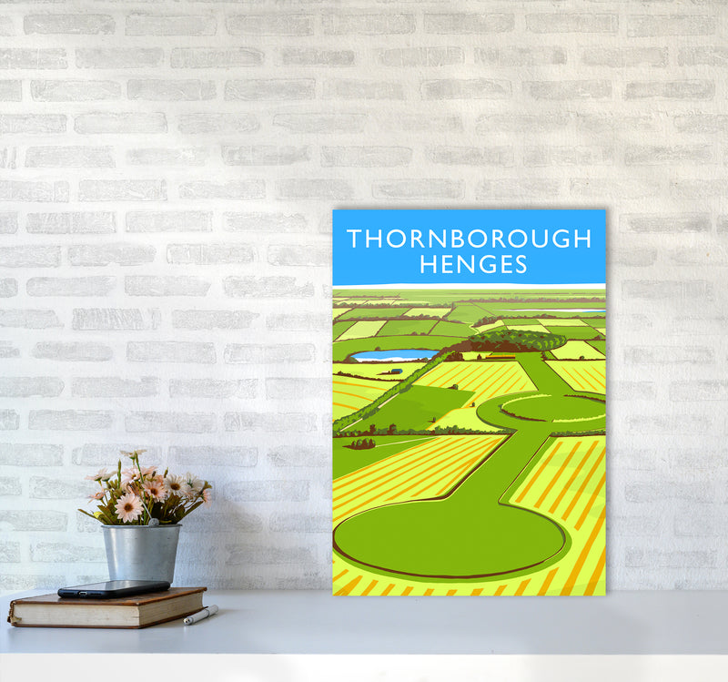 Thornborough Henges portrait Travel Art Print by Richard O'Neill A2 Black Frame