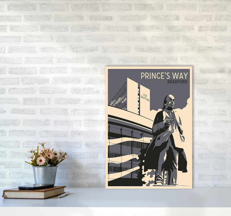 Prince's Way, Bradford Travel Art Print by Richard O'Neill A2 Black Frame
