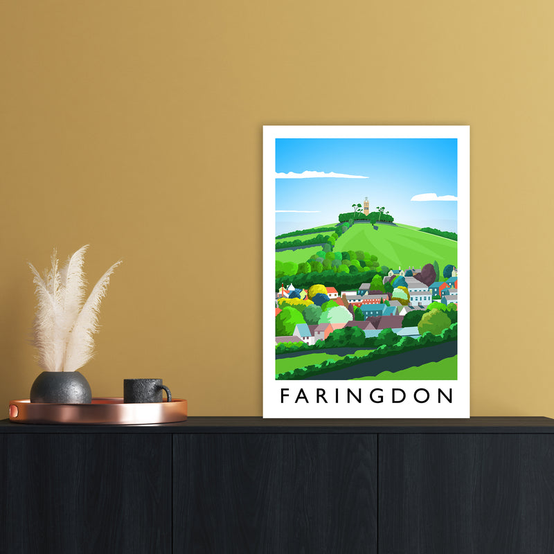 Faringdon Portrait Travel Art Print by Richard O'Neill A2 Black Frame