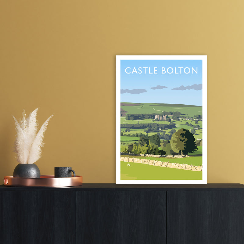 Castle Bolton Portrait Travel Art Print by Richard O'Neill A2 Black Frame