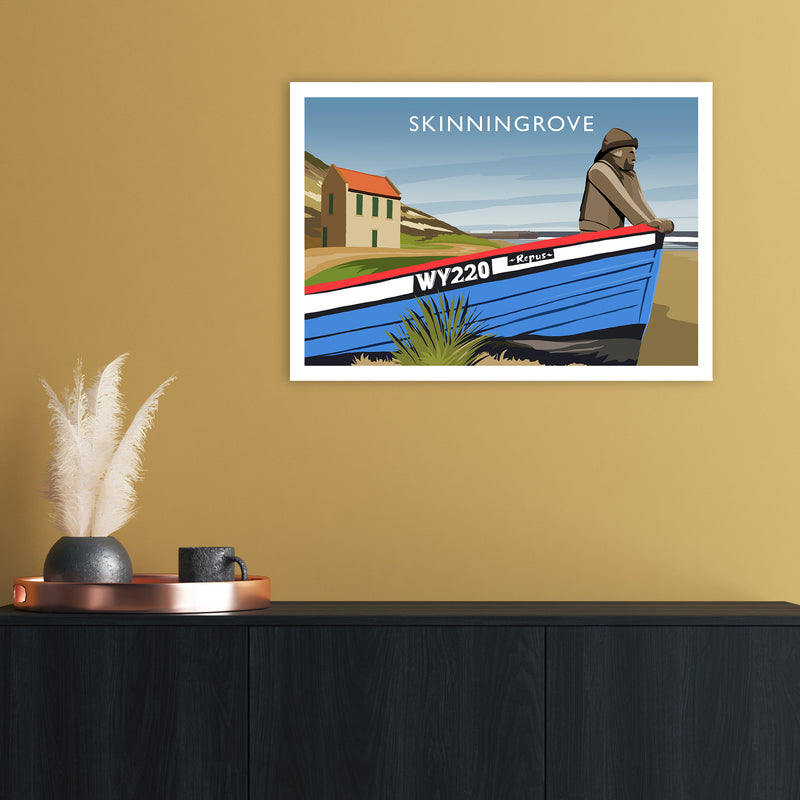 Skinningrove Travel Art Print by Richard O'Neill A2 Black Frame