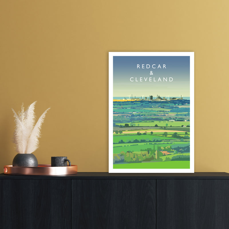 Redcar & Cleveland Travel Art Print by Richard O'Neill A2 Black Frame