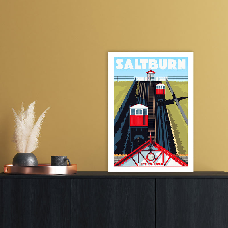 Saltburn 2 Travel Art Print by Richard O'Neill A2 Black Frame