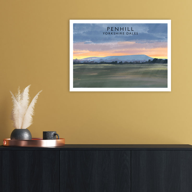 Penhill 3 Travel Art Print by Richard O'Neill A2 Black Frame