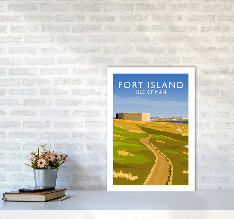Fort Island portrait Travel Art Print by Richard O'Neill A2 Black Frame