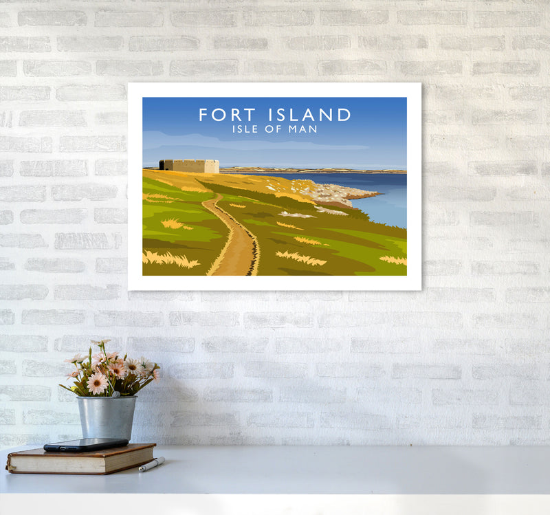 Fort Island Travel Art Print by Richard O'Neill A2 Black Frame