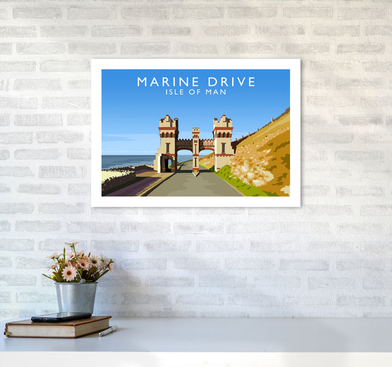 Marine Drive Travel Art Print by Richard O'Neill A2 Black Frame