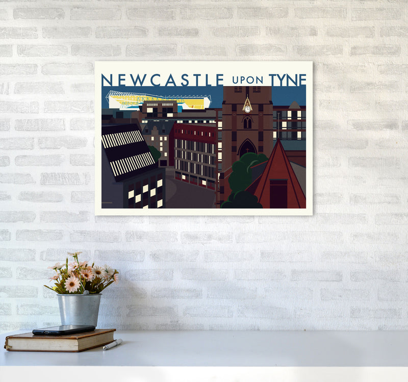 Newcastle upon Tyne 2 (Night) landscape Travel Art Print by Richard O'Neill A2 Black Frame
