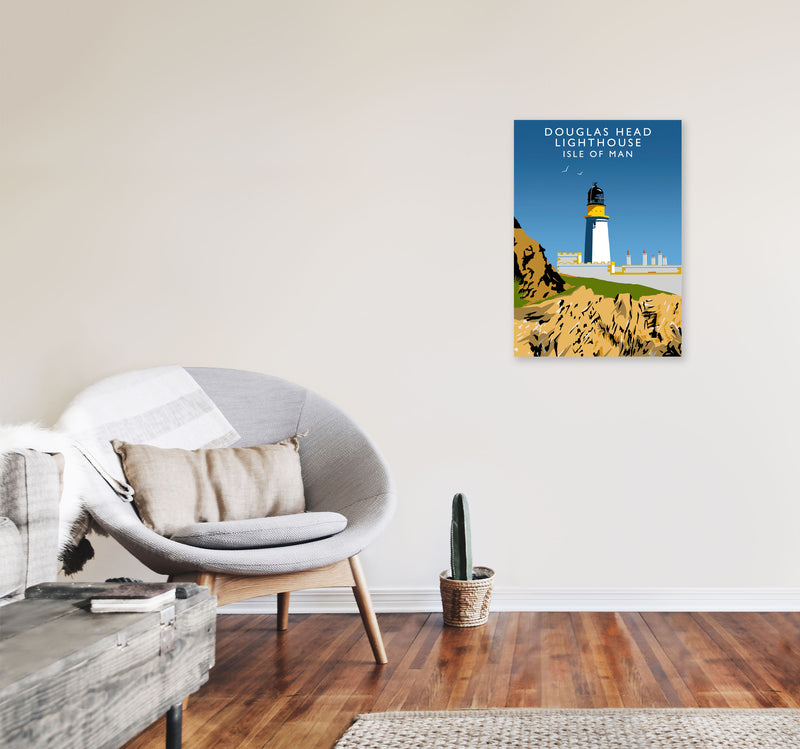 Douglas Head Lighthouse Isle of Man Framed Art Print by Richard O'Neill A2 Black Frame